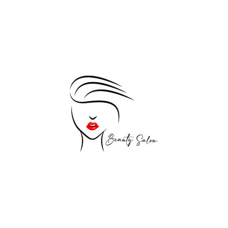 Beauty salon logo design template. Vector illustration of a beautiful woman face.のイラスト素材