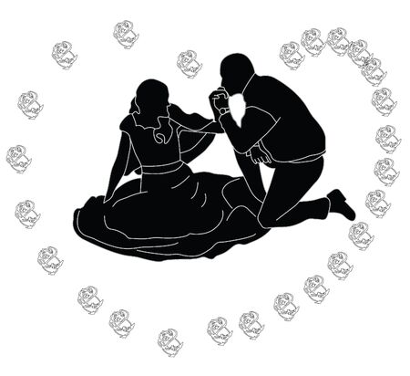 Happy couple. Bride and groom festive eveningのイラスト素材
