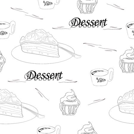 Cake with coffee patternのイラスト素材