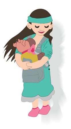 Cheerful girl with a toyのイラスト素材