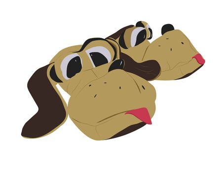 unusual, warm shoes for children. spring, yellow dog Slippers for boys and girls. colored modern vector illustration for designのイラスト素材