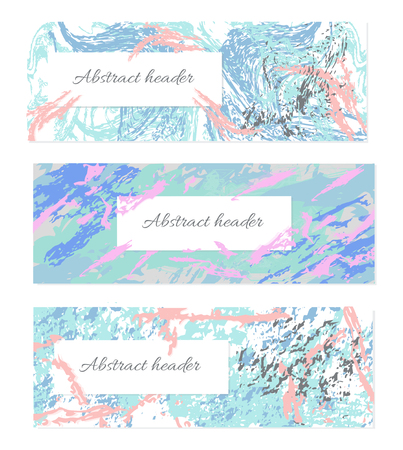 Set of creative Social Media headers or banners. elements of the abstract header can be used in advertising, web design, graphic design. abstract vector set header in blue and pinkのイラスト素材