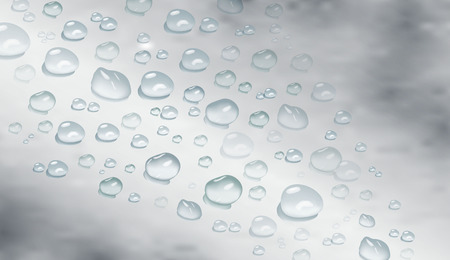 vector realistic water drops. modern realistic background of water drops on grey background. design for cover design, wrapping paper, flyer, poster.のイラスト素材