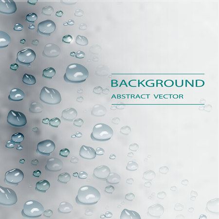 vector realistic water drops. modern realistic background of water drops on grey background. design for cover design, wrapping paper, flyer, poster.のイラスト素材