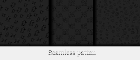 gray black abstract set of seamless backgrounds in a modern style. vector graphics for cover design, advertising poster, flyerのイラスト素材