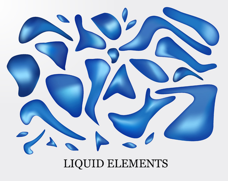 Gradient of rainbow shapes. Set of isolated liquid elements holographic design palette of shimmering colors. Modern abstract painting, bright colorful splash liquid for design, background. Vector graphicsのイラスト素材