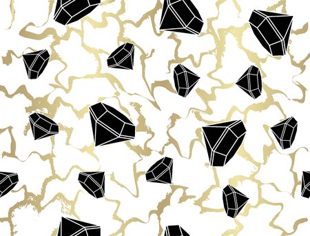 seamless texture of black and white geometric shapes. a pattern of gold lines in a minimalist style. gradient, luxury Diamond isolated on white background. dynamic picture. the subtle backgroundのイラスト素材