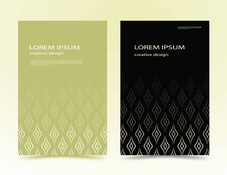 geometric shapes, in a minimalist style. Abstract lines in the form of waves for advertising. design of covers, covers, brochures, banners. green, black vector banner, poster with text. EPS 10のイラスト素材