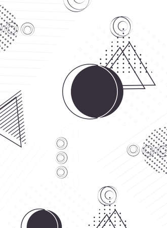 modern pattern of geometric shapes (circle, line, triangle, dot). abstract element: in the style of a one line. memphis wallpaper, minimalism. for print, sale, banner. art illustrationのイラスト素材