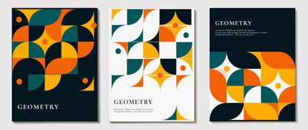 set of abstract background, a pattern of geometric shapes. the modern element is a circle, a line in the style of minimalism. for print. banner, web, business ideas. vector art illustration.のイラスト素材