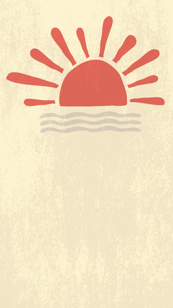 Trendy template sun with place for text. for social networks. retro style 60-70s in minimalism. design for social networks. vector art illustration.のイラスト素材