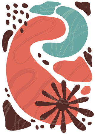 Colorful, bright summer retro silhouette. Abstract pattern with simple shapes with texture. trendy print with lines, dots in modern style. A4 size poster for print, background, banner, postcard. vector art illustration.の写真素材