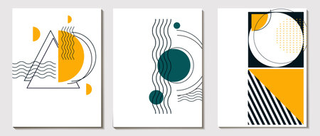 set of abstract background, a pattern of geometric shapes. the modern element is a circle, a line in the style of minimalism. for print. banner, web, business ideas. vector art illustration.のイラスト素材