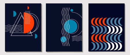 set of abstract background, a pattern of geometric shapes. the modern element is a circle, a line in...
