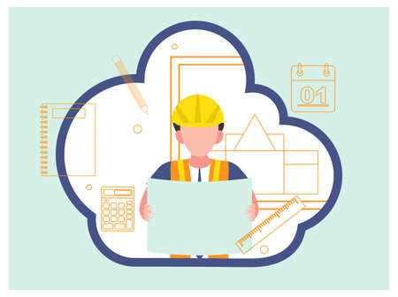 Engineer, Architect, Construction worker flat design
