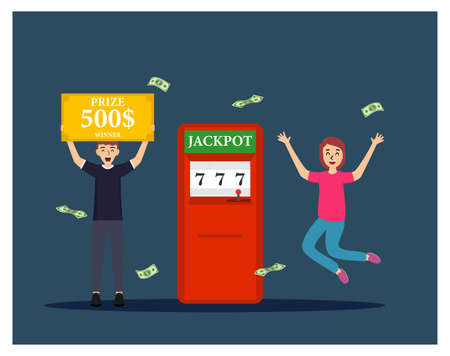 Lucky person Big Win Jacpot flat design