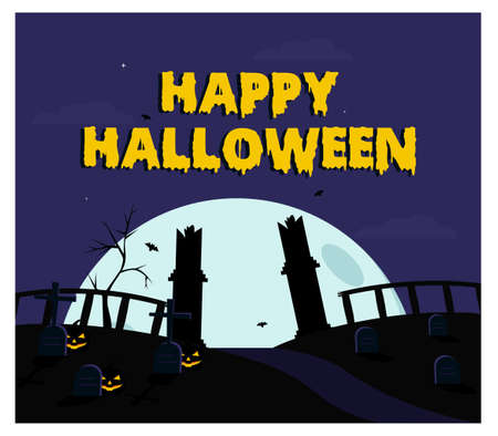 Happy Halloween Gate background flat conceptのイラスト素材