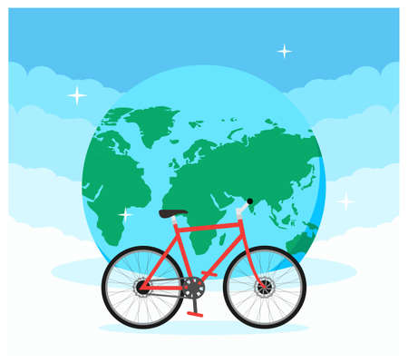 Bicycle day and Earth day flat designのイラスト素材