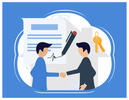 Approved mortgage loan application with house key flat illustrationのイラスト素材