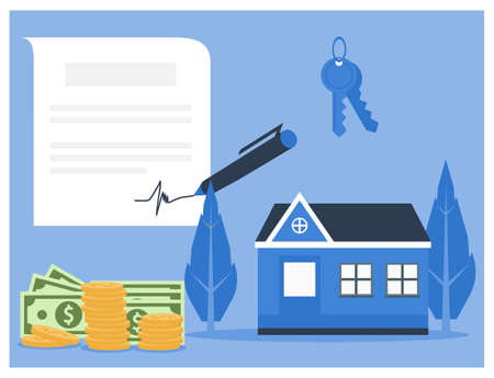 Real estate contract or property mortgage loanのイラスト素材