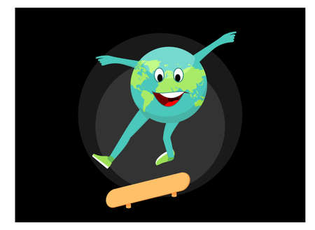Go skateboarding day, Earth skates flat vectorのイラスト素材