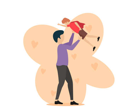 Happy fathers day flat vector illustrationのイラスト素材