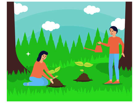 World environmental day. greening activities illustrationのイラスト素材