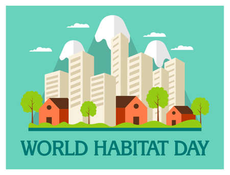 World Habitat Day in flat conceptのイラスト素材