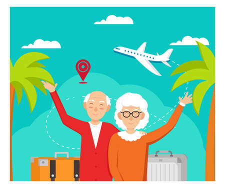 Retirement Travel  in flat designのイラスト素材