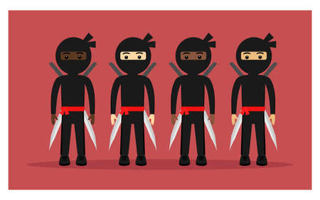 Character of Ninja in flat designのイラスト素材