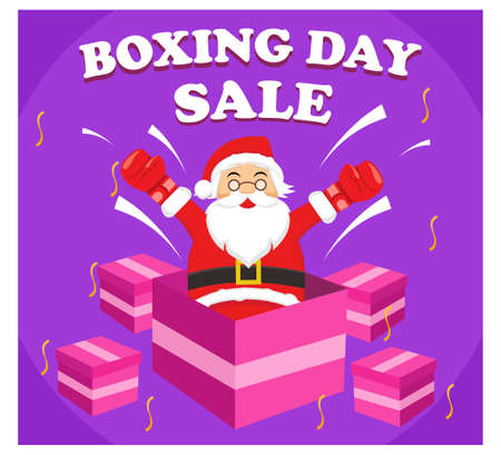 Boxing Day with Santa claus in flatのイラスト素材