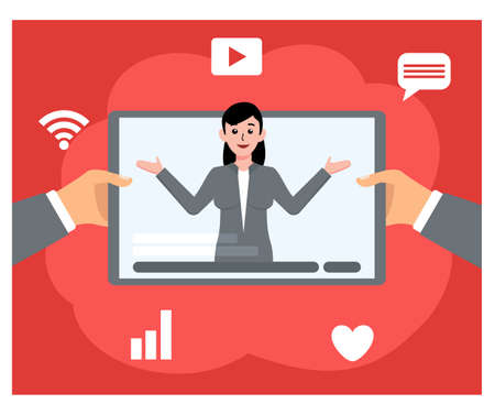 Live Streaming on tablet flat designのイラスト素材