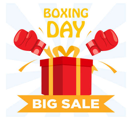 Gift Boxing Day Sale in flat styleのイラスト素材