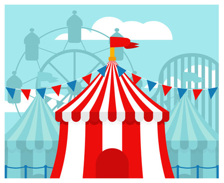 Flat style concept of Circus carnival eventのイラスト素材