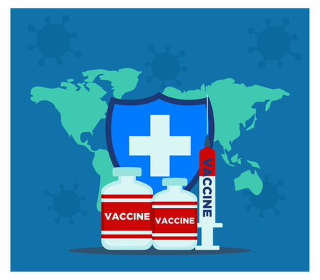 flat design of corona virus vaccinationのイラスト素材