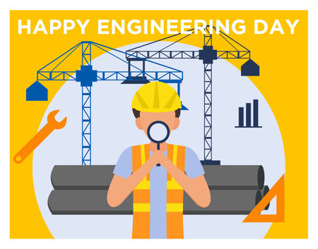 Happy Engineers Day greeting flat styleのイラスト素材