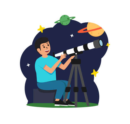 Telescope Space Flat Designのイラスト素材