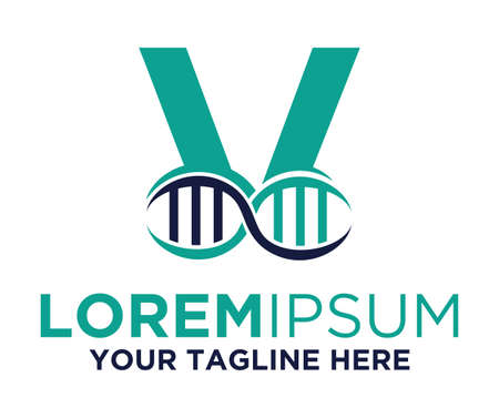 Letter V with DNA logo designのイラスト素材