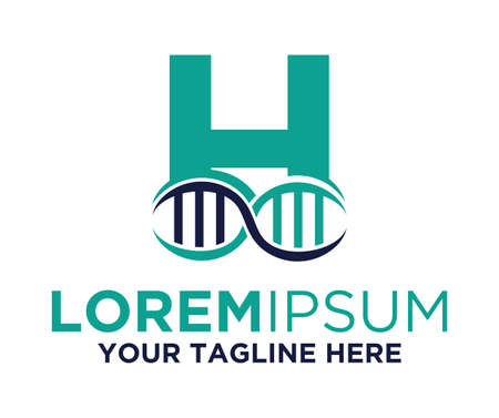 Letter H with DNA logo designのイラスト素材