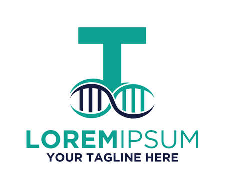 Letter T with DNA logo designのイラスト素材