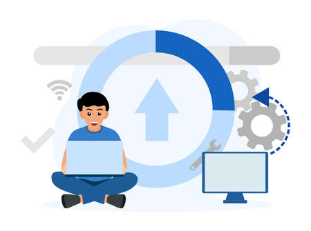 System Update, under maintenance in flat designのイラスト素材