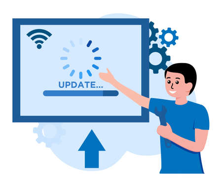 System Update Process flat conceptのイラスト素材
