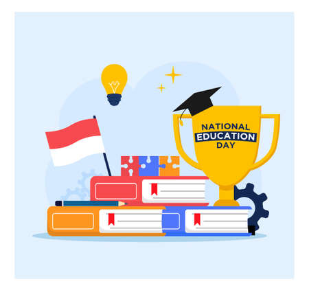 Indonesia National Education Day flat designのイラスト素材