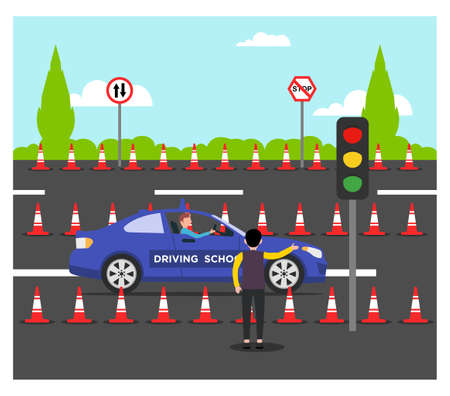 Learning to Drive background in flat conceptのイラスト素材