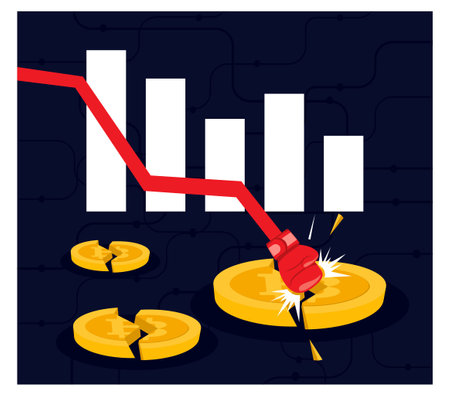 Cryptocurrency Bear Market or Crash on flat conceptのイラスト素材