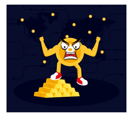 Investing in cryptocurrency is better than gold flat designのイラスト素材