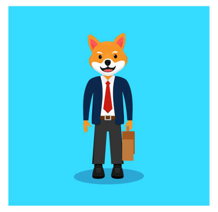 Shiba Inu Dog Work at the officeのイラスト素材