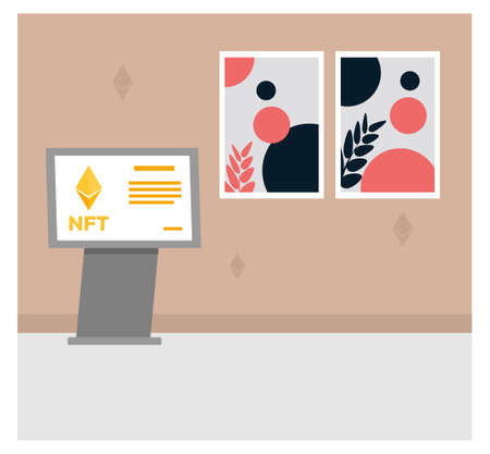 NFT Art digital crypto in flat conceptのイラスト素材