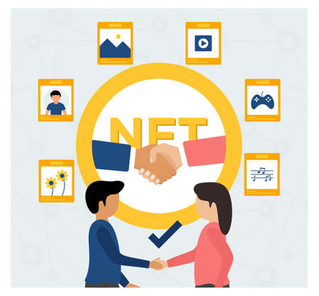 Buy NFT in market illustrationのイラスト素材