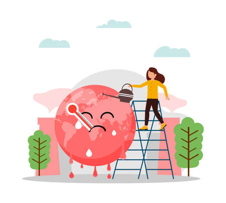 Global Warming, Global Warning Conceptのイラスト素材